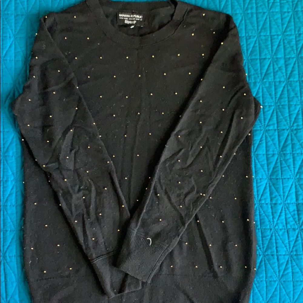 Banana Republic Black Sweater with Gold Beading
